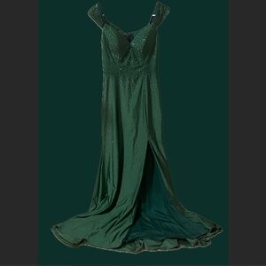 Cinderella Divine Green Rhinestoned Prom Dress